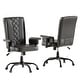 preview thumbnail 13 of 14, 45° Rotating Armrests Executive Office Chair Adjustable Height High Backrest with 90°-130° Recline PU Leather & Nail Head Trim