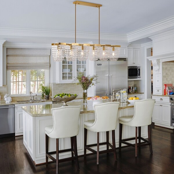 Modern 6 Light 48 Luxury Crystal Chandelier Large Linear Kitchen Island Light 48.03 Gold
