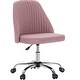preview thumbnail 33 of 46, Armless Fabric Home Office Desk Chairs, Adjustable Height Swivel Task Vanity Chair, Task Chairs with Swivel Wheels - N/A Pink