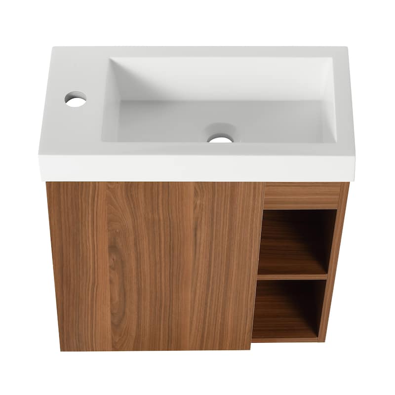 20" Floating Bathroom Vanity with Soft-Close Door and Resin Sink, Space-Saving Wall-Mounted Design