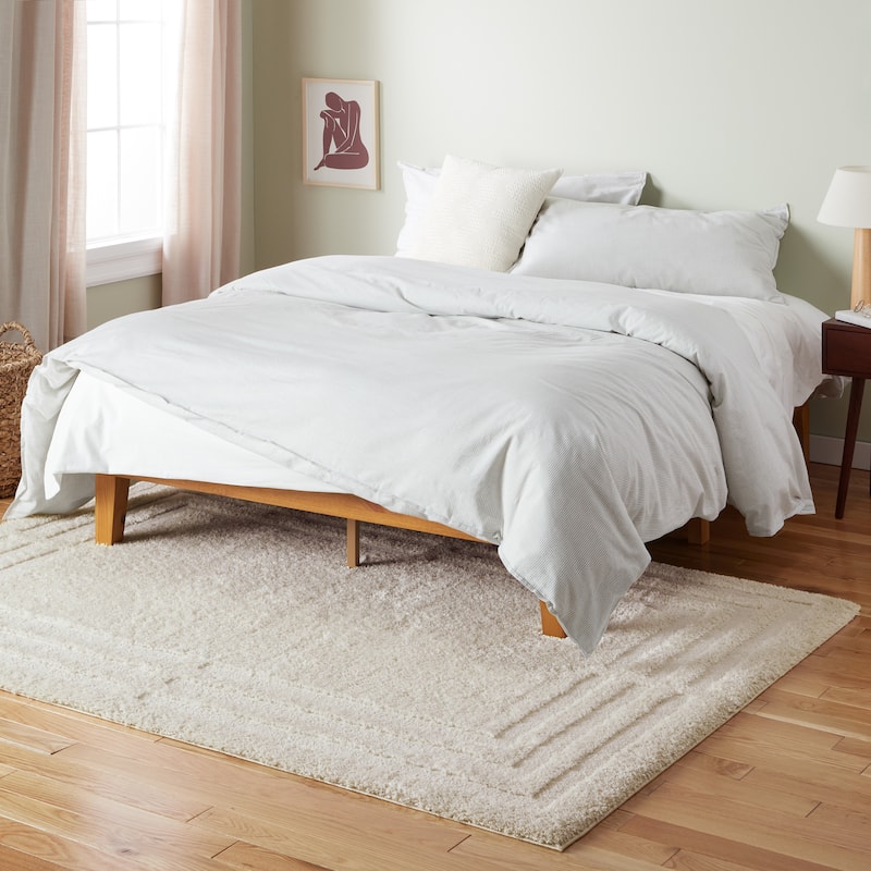 TOWN & COUNTRY EVERYDAY Cloud Shag Plush Border Area Rug - 9' 2" x 12' 5" - Beige - Rectangle