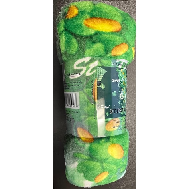 FAITH, HOPE, LOVE HOME DÉCOR Luck of The Irish St Patrick's Day Plush Throw Blanket (50" x 70") - Shamrocks and Leprechaun Hats