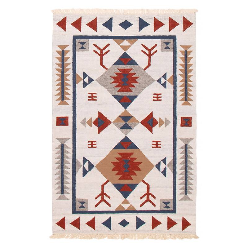 Ankara FW Grey Kilim 5'0" x 8'0" - 5'0 x 8'0 - Light Grey - 5'0 x 8'0