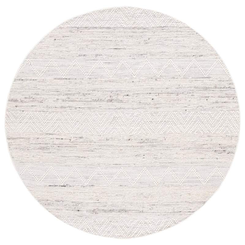 SAFAVIEH Handmade Natura Ashima Wool Rug - 6' Round - Ivory/Grey