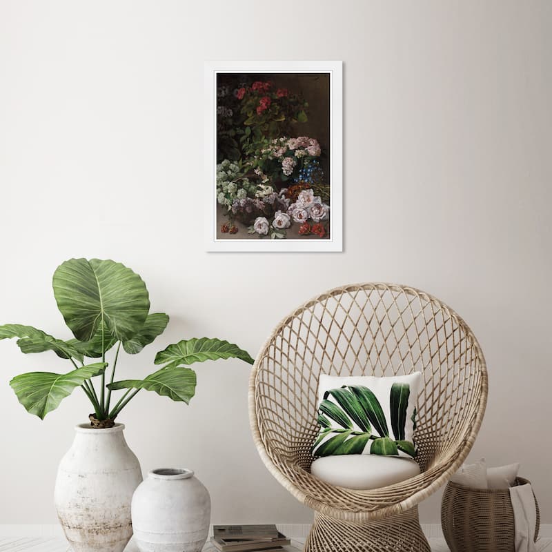 Wynwood Studio Prints Floral and Botanical Monet - Spring Flowers Pink and Traditional Wall Art Canvas Print - 21.0 x 15.0 - White