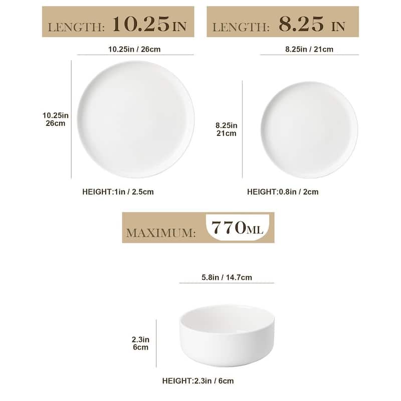 MALACASA LUNA 12-piece Porcelain Dinnerware Set (Service for 4)