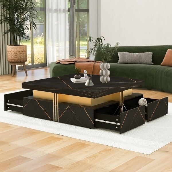 Functional and Stylish Square Coffee Table with 4 Storage