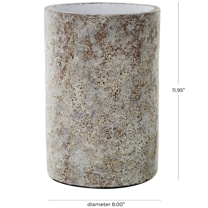 Ceramic Antique Style Wide Textured Decorative Vase - Brown - Roche River Decor