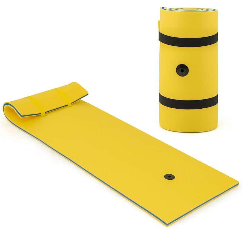 Costway 3-Layer Tear-Resistant Foam Floating Pad Island Water Sports - Yellow