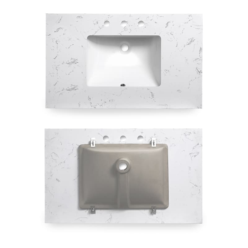 YASINU 36 Inch Engineered Marble Vanity Top Middle Sink