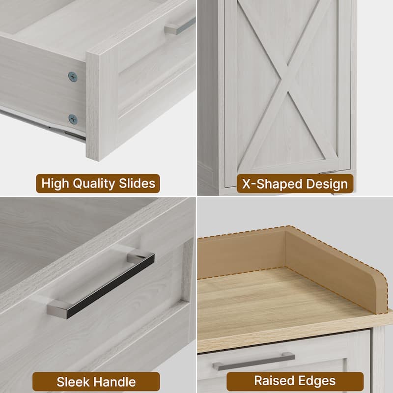 Kitchen Wooden Tilt Out Trash Can Cabinet Freestanding Trash Bin Holder