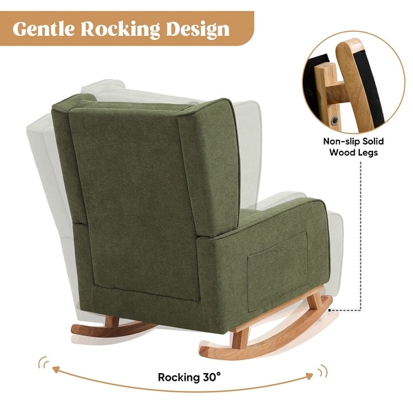 dimension image slide 9 of 11, HOMYKA 27.56" Wide Rocking Chair for Nursery with Solid Wood Leg