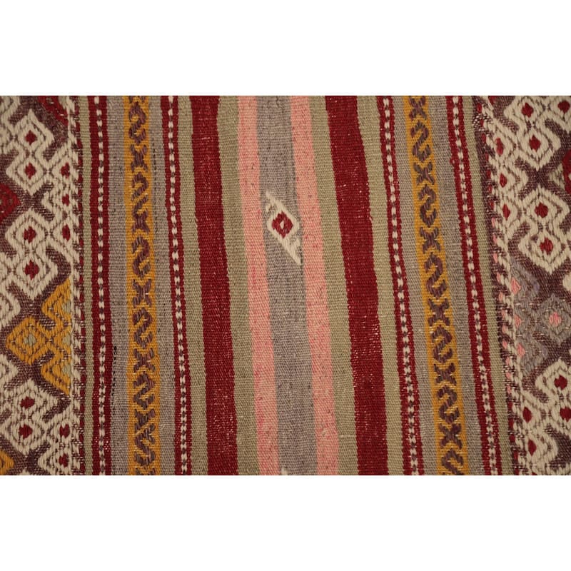 Hand Woven Oriental 100% Wool Carpet Southwestern Tribal Multi-Colored Kilim Area Rug - 8' 11'' X 5' 11''