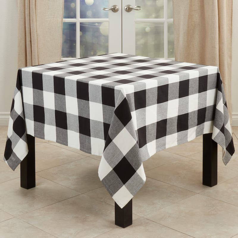 Cotton Tablecloth With Buffalo Plaid Design