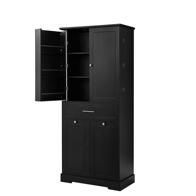 GDFStudio - Sebastian Tall Multi-Functional Bathroom Storage Cabinet with Integrated Hamper