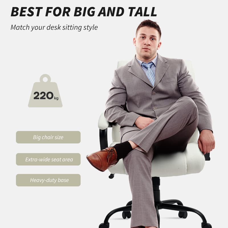 Vinsetto Big and Tall Executive Office Chair High Back Computer Desk Chair Ergonomic Swivel Chair with Linen Fabric