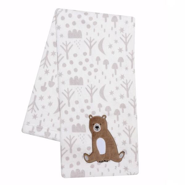 slide 2 of 8, Bedtime Originals Sleepytime Bear White/Brown Soft Fleece Baby Blanket