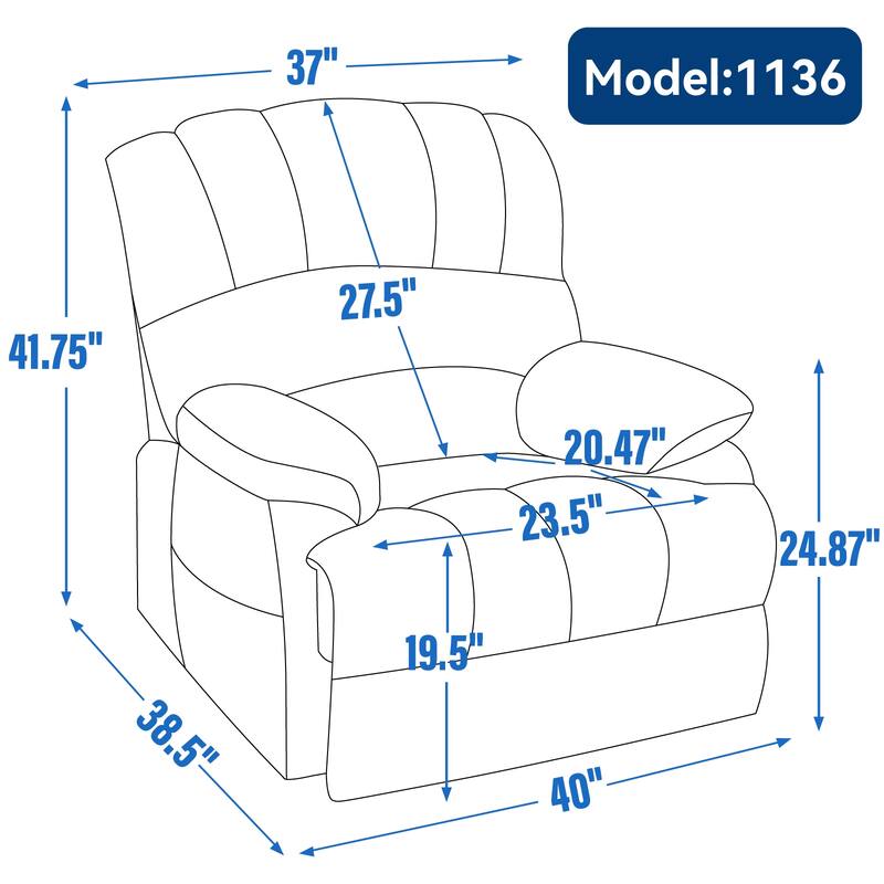 Large Size Dual Motors Power Lift Recliner with 8 Point Massage, Lumbar Heating, USB Ports and Side Pockets