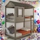 preview thumbnail 1 of 8, Wooden Twin Over Twin Bunk Bed with Built-in Ladder,Kids Bed Design Rustic Grey