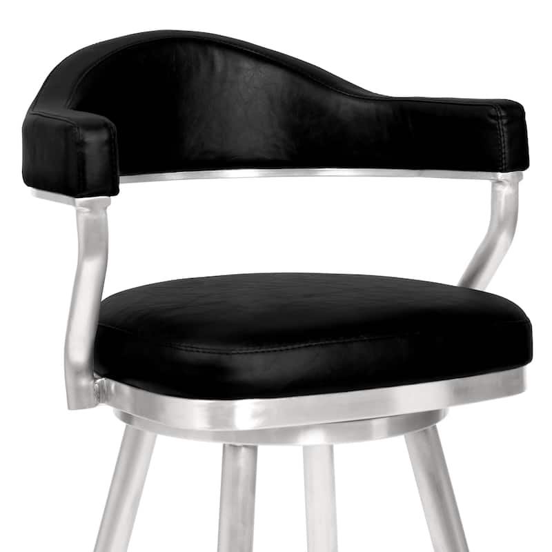 Justin Upholstered Bar or Counter Height Chair Swivel Barstool with Arms