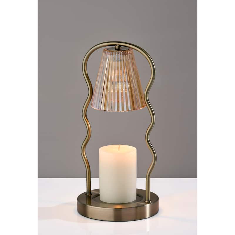 Chiara Candlewarmer Lamp with Timer - Dimmable Wax Melt Heater, 3 Lighting Modes & Auto Shutoff - Ribbed Glass