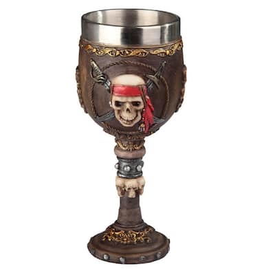 Q-Max 7"H Medieval Pirate Skull Goblet Wine Cup Skeketon Party Cup Fantasy Decoration
