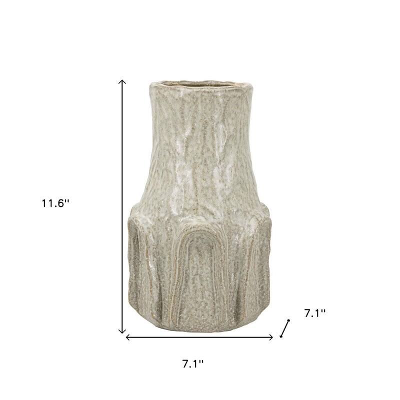 12" Sage And Gray Round Ceramic Table Vase - 7.10