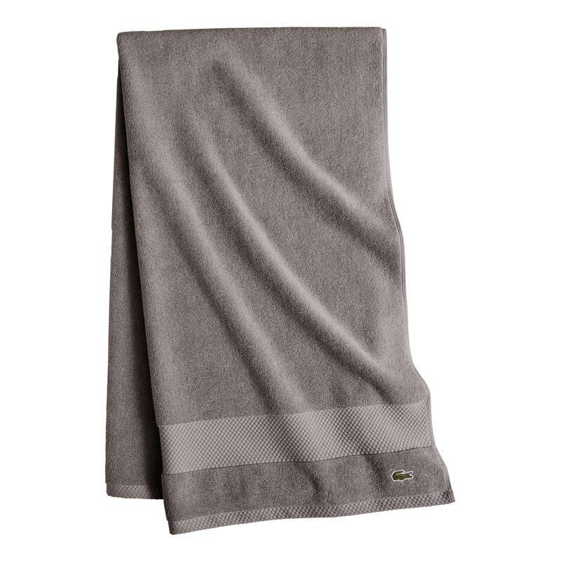 Lacoste Heritage Supima 100% Cotton Bath Towel, Hand Towel, Wash Cloth, and Bath Sheet - Meteorite - Bath Sheet