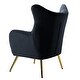 preview thumbnail 127 of 141, Eusebio Tufted Velvet Accent Chair with Wingback, Arms, and Metal Gold Legs for Living Room or Bedroom by HULALA HOME