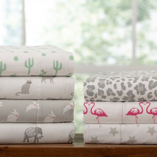 slide 2 of 26, Pointehaven Printed Cotton Flannel Hemstitch Deep Pocket Bed Sheet Set