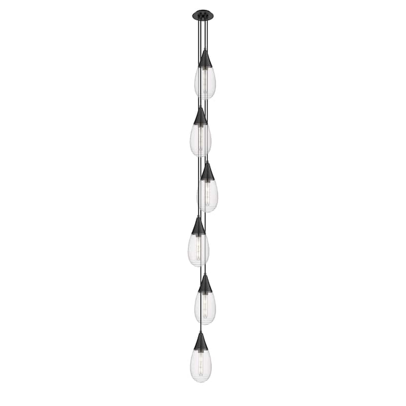 Innovations Lighting Milan - 6 Light 4" Cord Hung Multi Pendant - 6" Canopy - Matte Black/Light Smoke