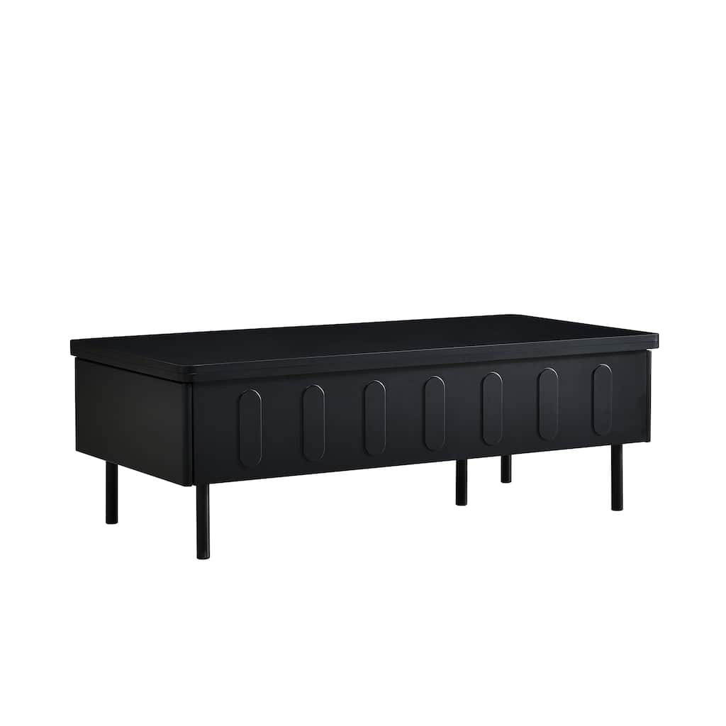 Lift Top Coffee Table with Two Drawers Foldable Top and Hidden Storage Compartment for Living Room Use