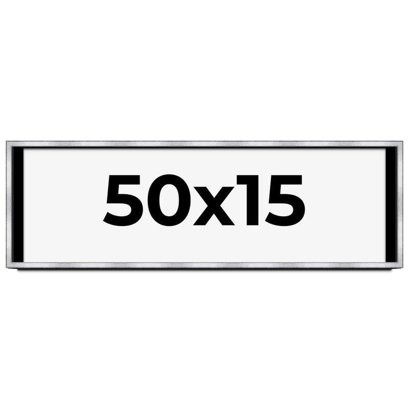 50x15 Shadow Box Frame Silver | 1.375 Inches Deep Real Wood