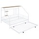 preview thumbnail 39 of 38, Full Size Metal House Bed with Trundle and Roof for Kids, Boys and Girls, Bedroom