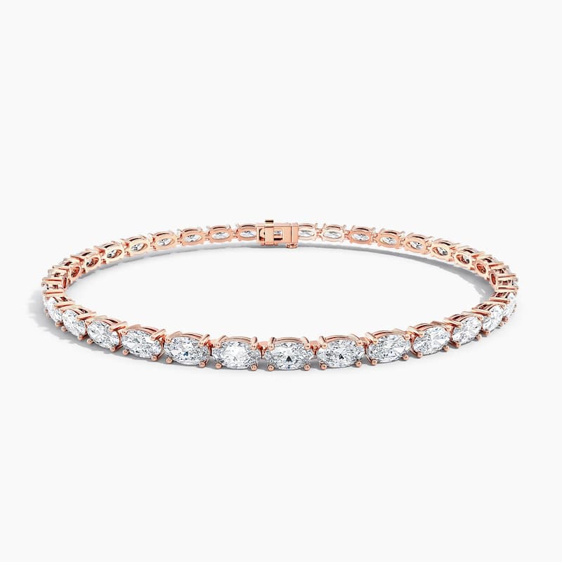 Auriya 14K Gold Lab Grown Oval Diamond East-West Tennis Bracelet 6.75 ct. tw. (F-G VS) - Rose - 6.75 ct. tw.