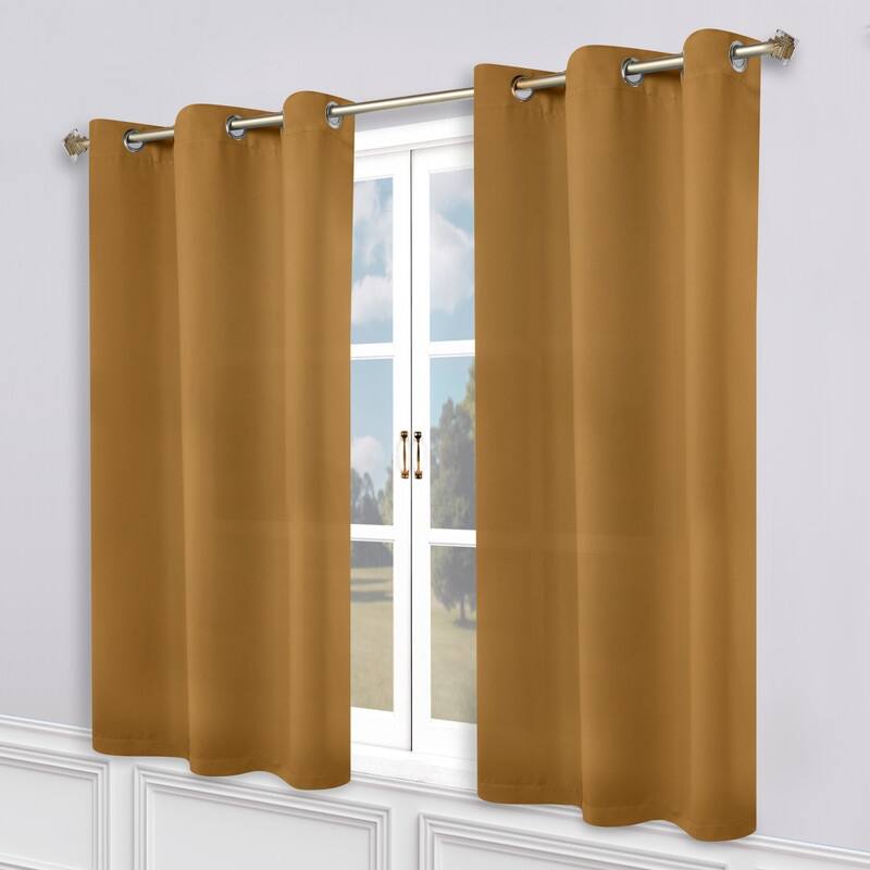 Superior Solid Machine Washable Room Darkening Grommet Blackout Curtains, Set of 2