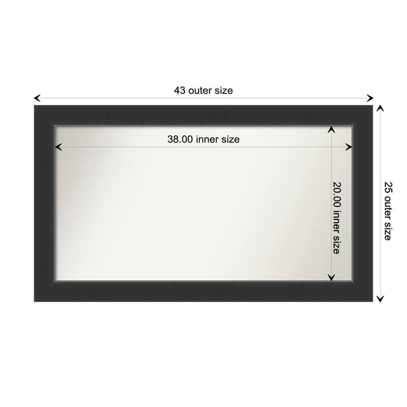 Corvino Black Framed Non-Beveled Custom Wall Mirror, Bathroom Vanity Mirror - Outer Size: 43 x 25