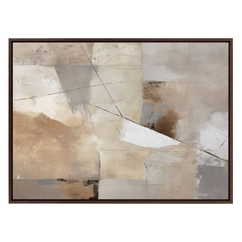 Kate and Laurel Sylvie Contemporary Neutral Textured Abstract Framed Canvas by The Creative Bunch Studio