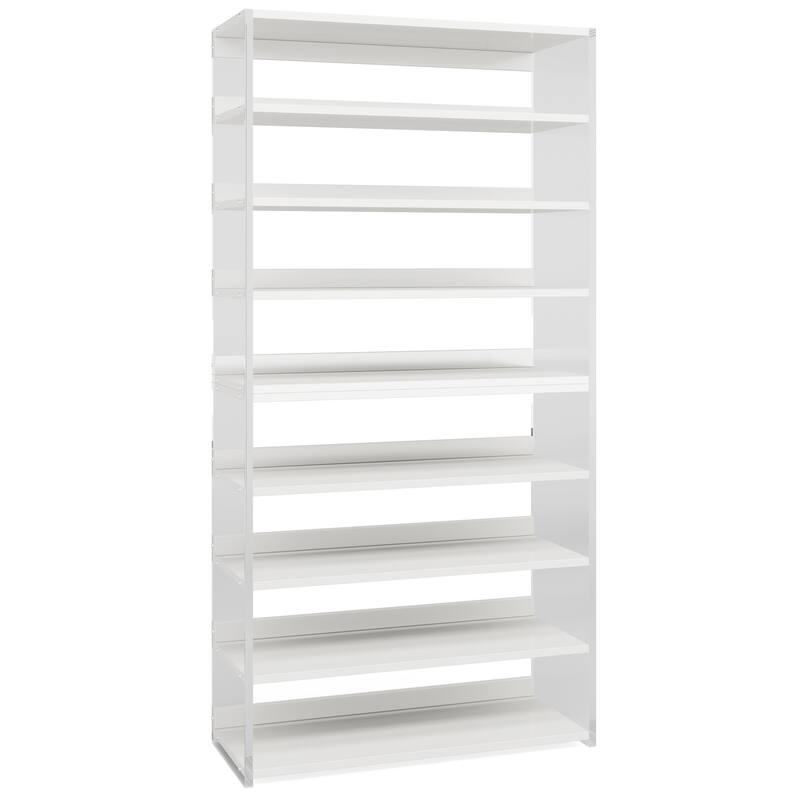 9-Tier Wood and Acrylic Bookshelf Bookcase for Home Office
