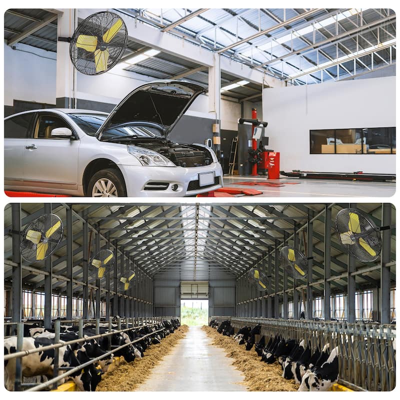 24" Industrial Black 3-Speed Heavy Duty Wall Mount Fan