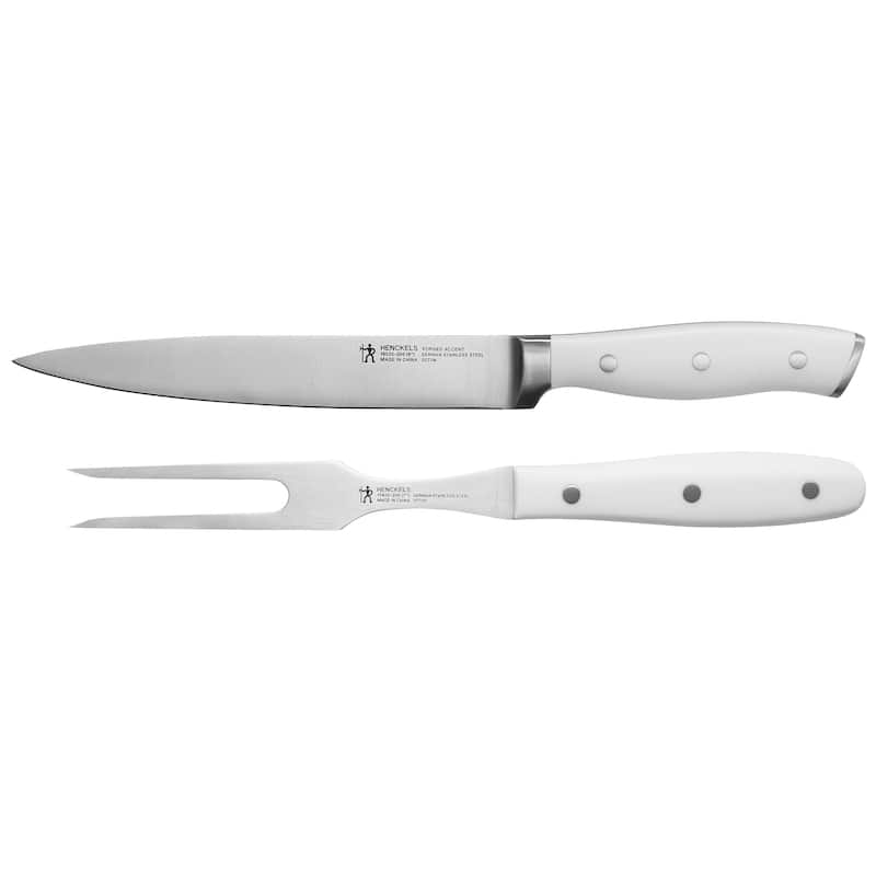 Henckels Forged Accent 2-pc Carving Set - White Handle - Stainless Steel - 2 Piece - 2-pc