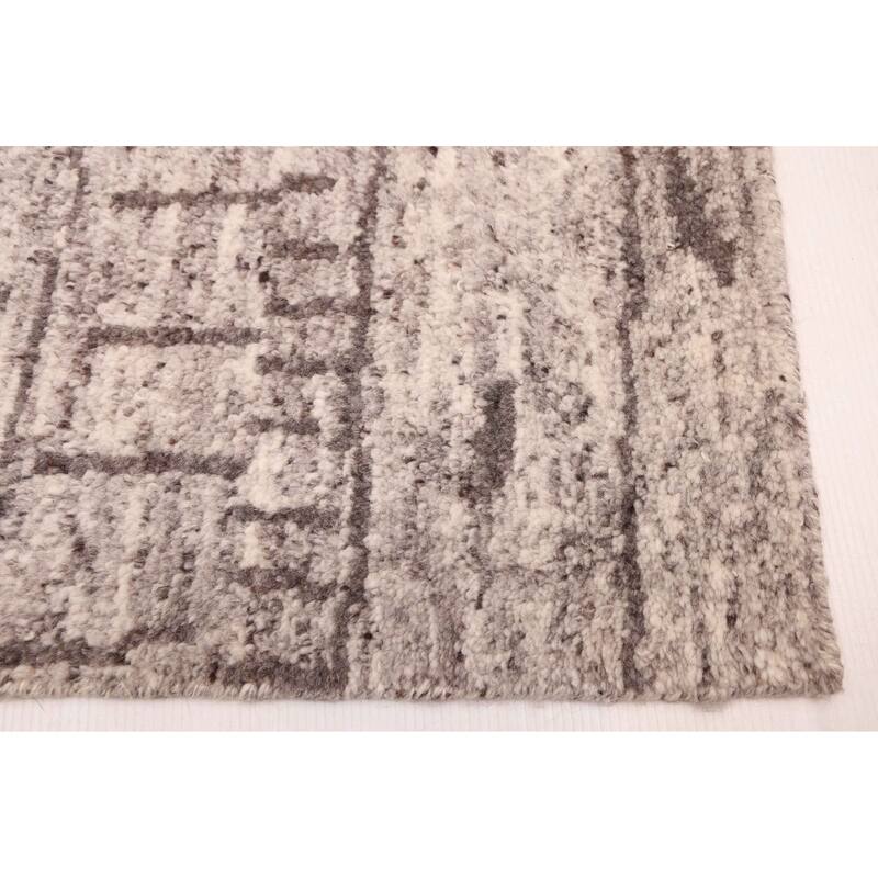 ECARPETGALLERY Hand-knotted Tangier Grey Wool Rug - 5'7 x 7'9