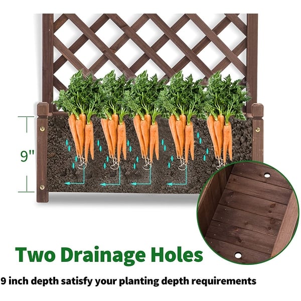 dimension image slide 1 of 2, Mcombo Planter Raised Bed with Trellis, Outdoor Wood Planter Box Garden Stander for Patio Yard, 25" x 11" x 45",