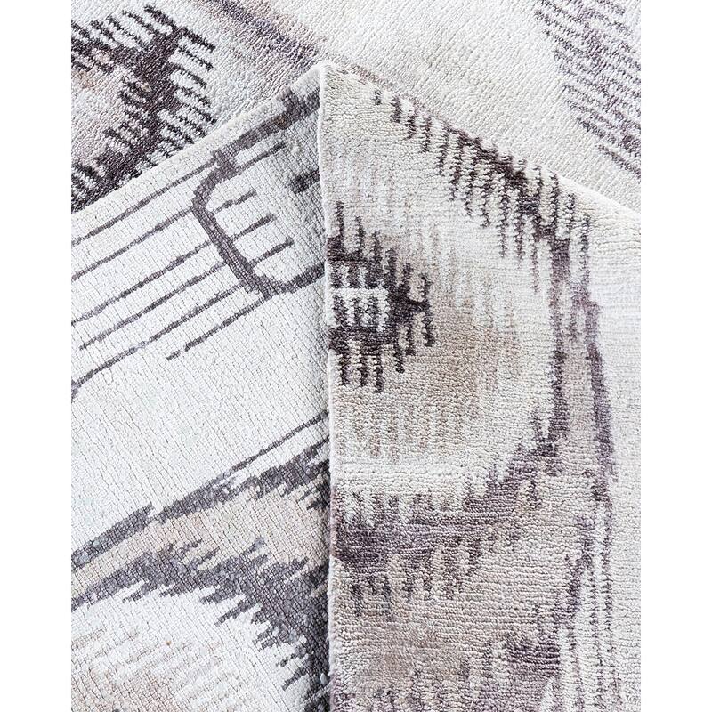 Modern One-of-a-Kind Hand-Knotted Area Rug, Gray - 9' 2" x 11' 9"