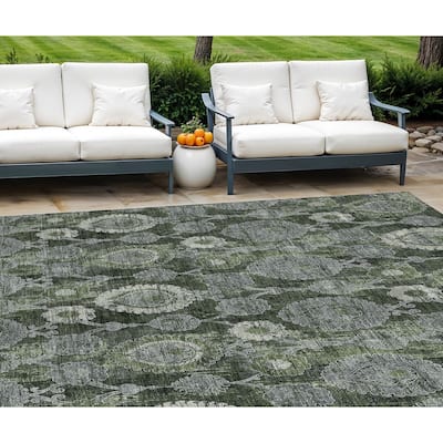 HomeRoots Damask Transitional Rectangle Outdoor Rug