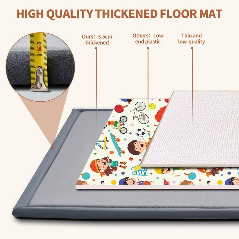 Baby Play Mat for Floor with 1.4in Thick Memory Foam for Any Playroom