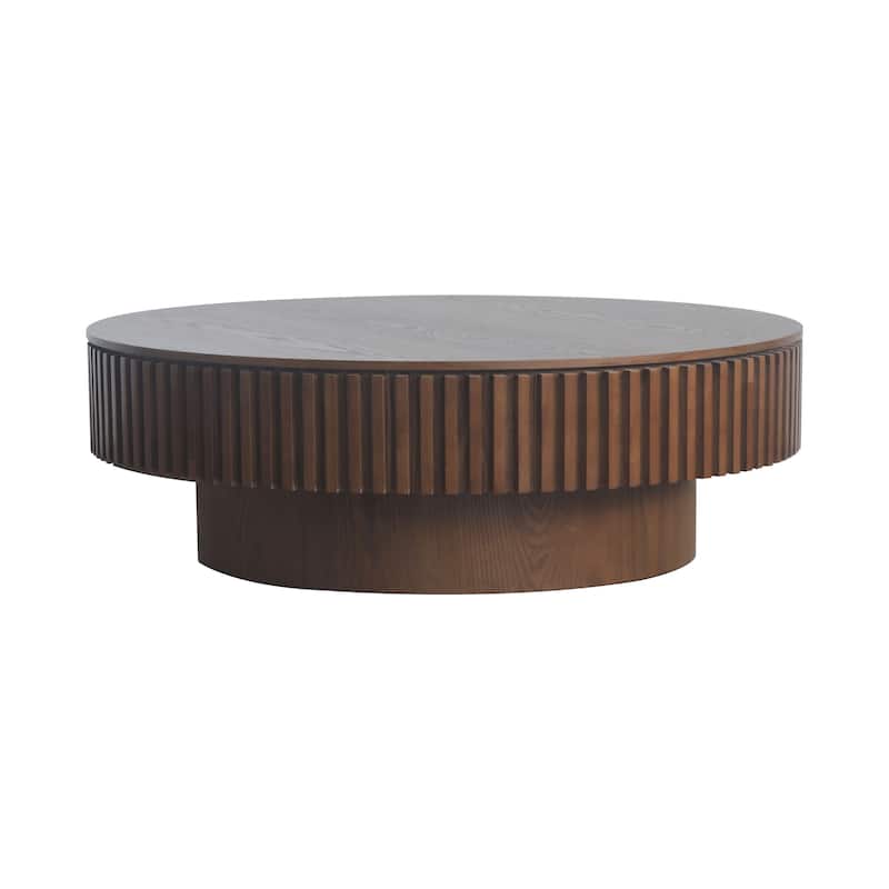39.37'' Round Coffee Table Tea Table with Storage Space, Minimalist Accent Table Sofa Table Center Table
