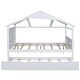 preview thumbnail 14 of 14, White Full Size Solid Wood House Bed with Trundle & Storage