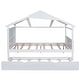 preview thumbnail 14 of 14, White Full Size Solid Wood House Bed with Trundle and Storage for Kids