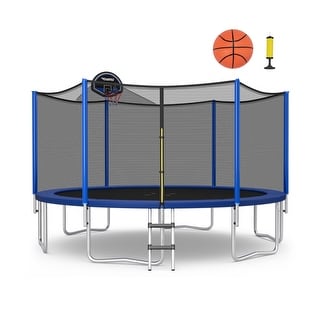 12/14/15/16 Feet Outdoor Recreational Trampoline with Enclosure Net